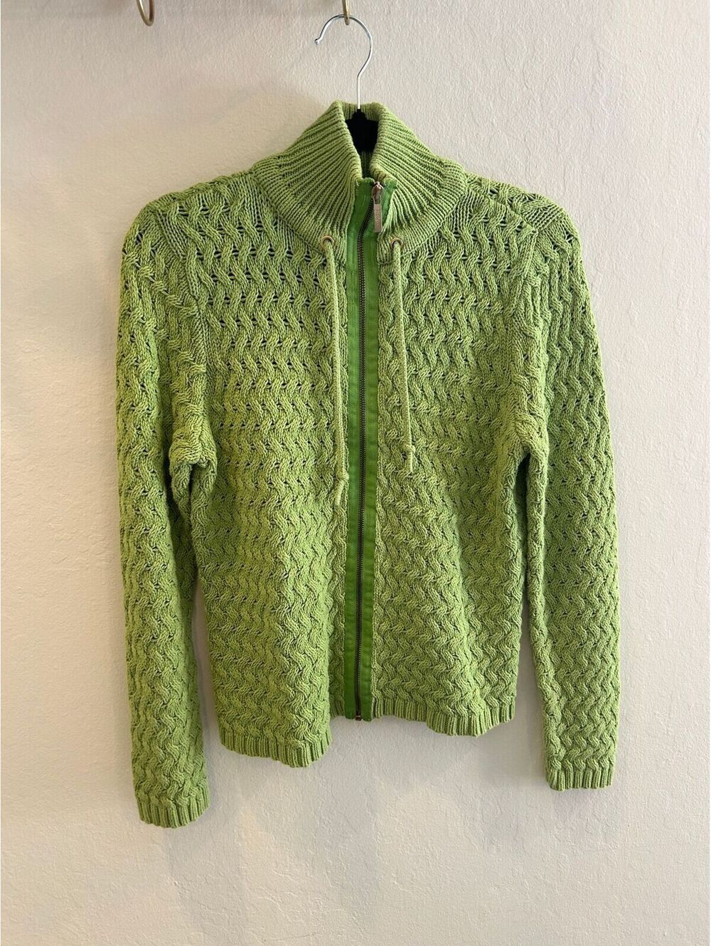 Y2K Green Knit Zip Up Sweater